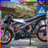 Tem Dán Tem Rời Satria Đỏ Đen Mẫu Lửa Decal 3 Lớp Cao Cấp Chống Nước - Nhãn Dán Nhãn Dán