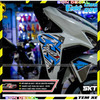 Tem Dán tem rời vario trắng xanh đen họa tiết Logo