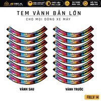 Tem Dán Vành Xe Máy 7 Màu Đủ 2 Bánh | FullV14 | Decal Dán Mâm Xe Niềng Xe Ex Exciter 150 155  AB SH Winner V1 150 V3...