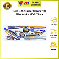 Tem Dán Xe Máy (Decal) Honda Ex5, Super Dream (14), Màu Xanh, Chính hãng Moritaka F1451H-EX5-BL-14-MRTK