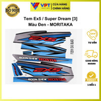 Tem Dán Xe Máy (Decal) Super Dream, Ex5, Màu Đen, Chính Hãng Moritaka F1251H-EX5-BK-3-MRTK
