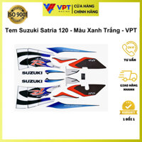 Tem Dán Xe Máy (Decal) Xipo (Sport) Satria120, Màu Xanh Trắng, Chính hãng TS-SATRIA-120-BL/WTH-OEM
