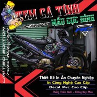 Tem dán xe Sirius màu đen mẫu tem chế rcv3 màu xanh đẹp,tem rời,in decal 3 lớp chống phai màu