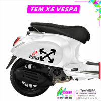Tem Dán Xe Vespa Mẫu OFF-WHITE I Sticker Tem Xe Tay Ga Cao Cấp Chống Nước Bền Màu I Dễ Dán Tại Nhà