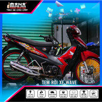 Tem dán xe wave. Tem rời xe wave 100 đỏ đen. Tem cao cấp 3 lớp. Decal dán xe chống bay màu