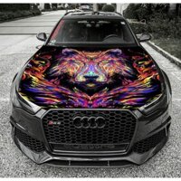 Tem Decal Xe Con Sói TrừU Tượng Sticker Dán Nắp Capo Đẹp Trang Trí Ô Tô, Xe hơi, Đồ Họa