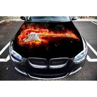 Tem Decal Xe Guitar Lửa Sticker Dán Nắp Capo Đẹp Trang Trí Ô Tô, Xe hơi, Đồ Họa