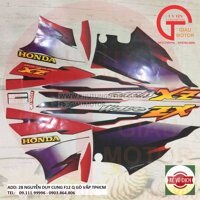TEM , DECAL XE WAVE ZX MÀU TRẮNG TÍM TÂN TRANG XE MÁY