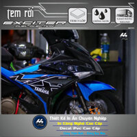 tem ex 150 MX king xanh đen, team decal mô tô 3 lớp giá rẻ in chất liệu decal trắng 3 lớp không bay màu