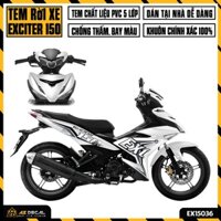 Tem Exciter 150 Thiết Kế Fuel Injection | EX15036 | Team Decal Hình Dán Xe Máy Ex150 Xe Đen Trắng Đỏ Chống Nước