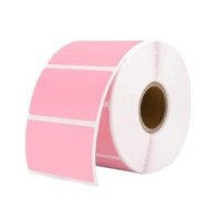 Tem giấy decal màu hồng 100x65mm cuộn 50m