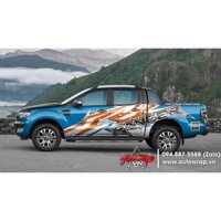 Tem họa tiết xe Ranger Orange Blue - Tem họa tiết Ford, tem dán sườn xe thể thao