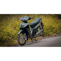 tem lửa chế xe Wave A110 màu đen bạc- Tem decal 3 lớp