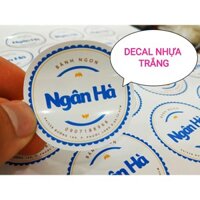 Tem nhãn hình tròn 5cm, chất liệu giấy, in cán băng keo bóng và cắt sẵn theo thiết kế