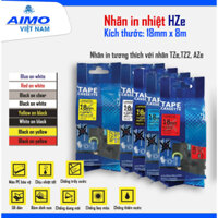 Tem Nhãn HZe 18mm*8M dùng cho máy in nhãn Ptouch Brother, Aimo
