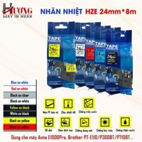Tem Nhãn In HZe 24mm*8M dùng cho máy in nhãn Brother PT-E500, PT-E550W, PT-E800T,PT-P750W.....
