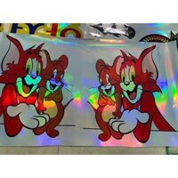 Tem ô tô. Tem xe tải. Hình dán Đôi Tom Jerry phản quang 7 màu  30x40