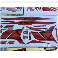 Tem rời dán xe Ex 150 màu đen. Tem đỏ nhám cực ngầu. Chất liệu decal cao cấp P1