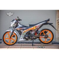 Tem Rời Dán Xe Raider FI Mẫu Ốc Sên Turbo Trắng Cam Chữ Satria