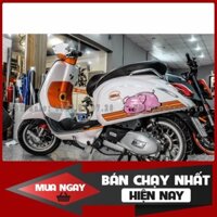 Tem Rời Dán Xe Vespa trắng heo hồng cam