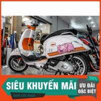 Tem Rời Dán Xe Vespa trắng heo hồng cam