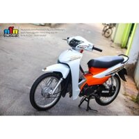 Tem Rời Dán Xe Wave A 110 Mẫu Trắng Cam Cực Đẹp, Hàng 3 Lớp Chất Lượng Cao ,Team Decal