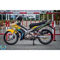Tem rời Exciter 135 - mẩu Spark vàng xanh dán xe đen