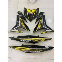 tem rời exciter 150 đen phối vàng, tặng kèm set logo, tem 3 lớp không bay màu