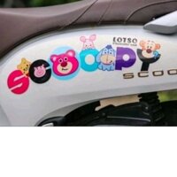 Tem Rời Logo Hoạt Hình Dễ Thương Dán Xe Honda Scoopy Trắng