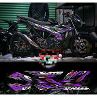 Tem rời Satria chế lửa nhiều màu,dán xe đen.Decal 3 lớp cao cấp