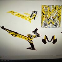 Tem rời Satria Fi King Drag vàng đen