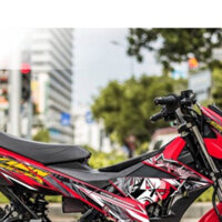 Tem Rời Suzuki Satria King Drag Dán Xe Đỏ - Tem Chuẩn Hình - Không Phai Màu