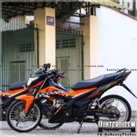 Tem rời UV cao cấp, dán xe Sonic 150 đen cam. Decal mẫu 2017. Tem chế chất lượng cao E