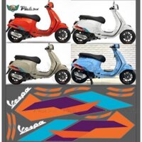 Tem rời Vespa sprint hoặc primavera tách nền dán được tất cả các màu xe mẫu 3 màu cam tím xanh
