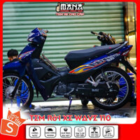 Tem rời wave 100 xanh đen lửa cực chất, decal dán xe bền màu chất liệu cao chống thấm nước