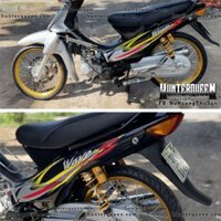 Tem rời WAVE S110 móc câu. Xe đen bạc đơn giản. Decal bền đẹp không phai màu