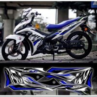 Tem rời xe exciter 135 màu xanh đen dán cho dàn áo xe trắng 3 lớp hót