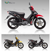 Tem rời xe Sirius Fi vàng đen trắng đỏ đem, vàng đen tem cover RC SR