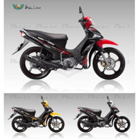 Tem rời xe Sirius Fi vàng đen trắng đỏ đem, vàng đen tem cover RC SR ( Decal PVC cao cấp không bay màu )