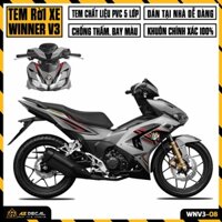 Tem Rời Xe Winner V3 Phong Cách Racing Boy | WNV3-08 | Decal Chế Dán Winner X 2022 RCB Cho Xe Đen Trắng Đỏ Xám