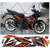 tem satria fi f150 đen xám cam mẫu 1A phối nhiều màu decal rời 3 lớp