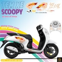 Tem Scoopy 2023 Phong Cách Hot Wheel | SCP23-12 | Tem Dán Scoopy Đen Trắng Đỏ Decal Chống Nước Bền Màu