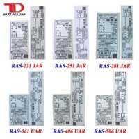 Tem thông số dành cho máy lạnh TOSHIBA nội địa - RAS - 251 JAR