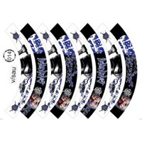 Tem trùm dán vành Samurai xanh đen 16 miếng dán full 2 bánh xe