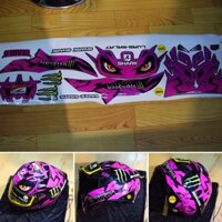 Tem trùm - Decal dán mũ bảo hiểm fullface Shark rồng hồng