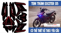 Tem trùm Exciter 135 đen chỉ đỏ nhám - Độ dán team trùm decal xe máy ex135 đen chỉ đỏ nhám - Team trùm decal xe máy ex 135 rẻ đẹp và chất [bonus]