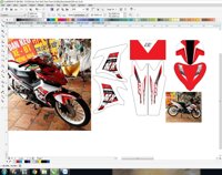 Tem trùm Exciter 135 đỏ trắng - Độ dán team trùm decal xe máy ex135- Team trùm decal xe máy ex 135 rẻ đẹp và chất [bonus]