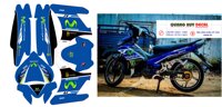 Tem trùm Exciter 135 xanh dương GP Movistar Monster - Độ dán team trùm decal xe máy ex135 xanh dương GP Movistar Monster- Team trùm decal xe máy ex 135 rẻ đẹp và chất [bonus]