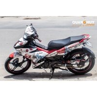 tem trùm Exciter 150 trắng hoa văn, độ team trùm decal xe máy ex dán đời 2015-2020