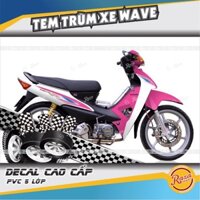 Tem trùm WAVE ALPHA 2016 màu hồng trắng | Decal PVC 5 lớp cao cấp | Mã tem: WAV 235